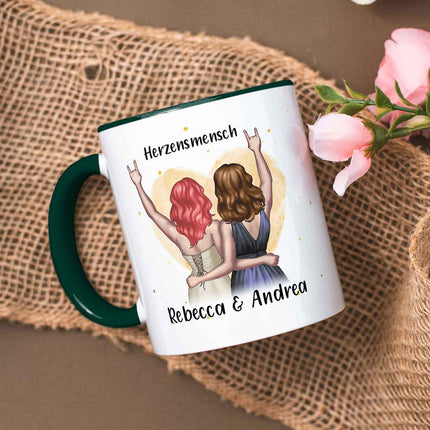 SEO. Bedruckte Tasse mit Konfiguration - Beste Freundin - Dunkelgrün Linkreich