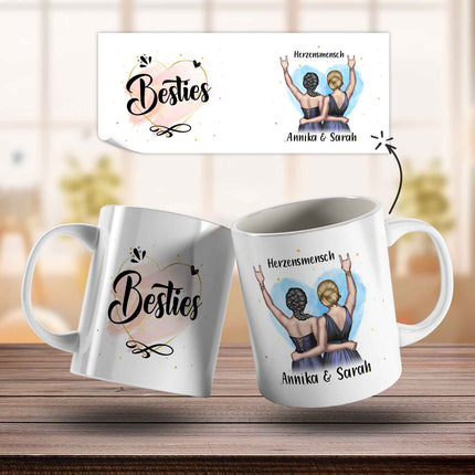 SEO. Bedruckte Tasse mit Konfiguration - Beste Freundin - Hellgrün Linkreich