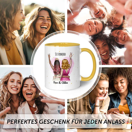 SEO. Bedruckte Tasse mit Konfiguration - Beste Freundin - Gelb Linkreich