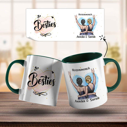 SEO. Bedruckte Tasse mit Konfiguration - Beste Freundin - Dunkelgrün Linkreich