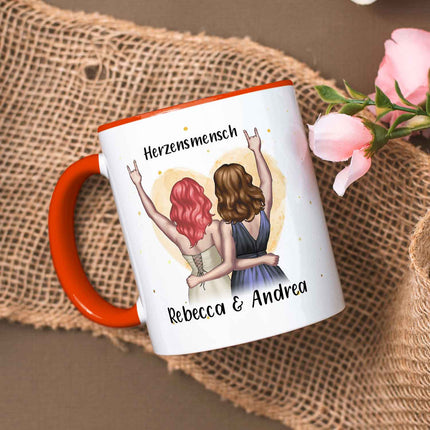 SEO. Bedruckte Tasse mit Konfiguration - Beste Freundin - Orange Linkreich