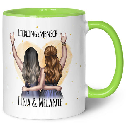SEO. Bedruckte Tasse mit Konfiguration - Beste Freundin - Hellgrün Linkreich