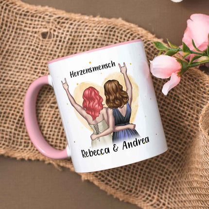 SEO. Bedruckte Tasse mit Konfiguration - Beste Freundin - Schwarz & Weiß Linkreich
