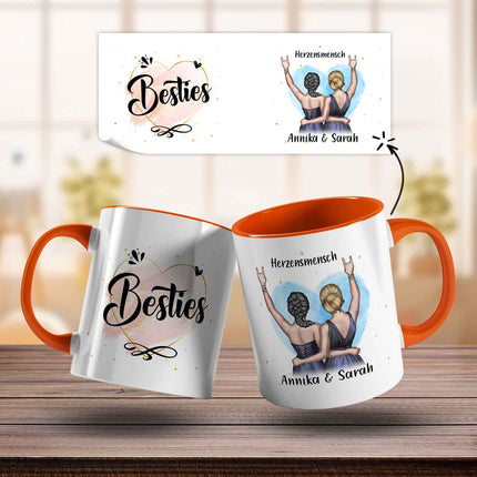 SEO. Bedruckte Tasse mit Konfiguration - Beste Freundin - Orange Linkreich