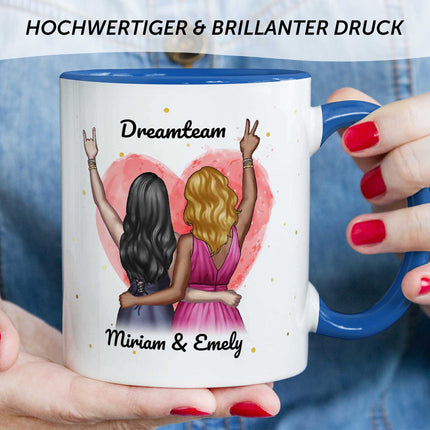 SEO. Bedruckte Tasse mit Konfiguration - Beste Freundin - Blau Linkreich