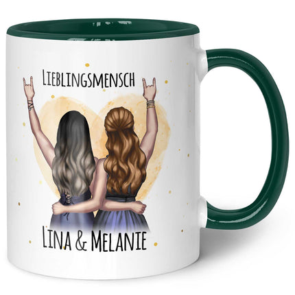 SEO. Bedruckte Tasse mit Konfiguration - Beste Freundin - Dunkelgrün Linkreich