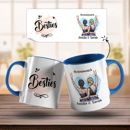 SEO. Bedruckte Tasse mit Konfiguration - Beste Freundin - Blau Linkreich