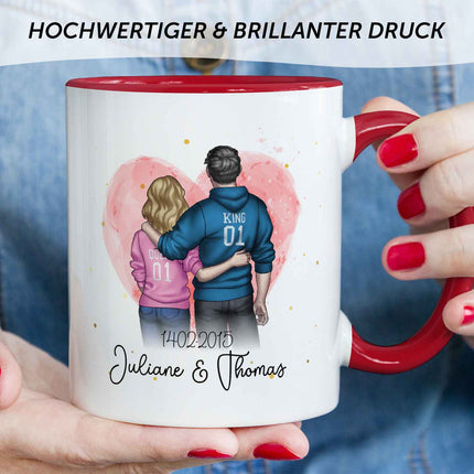 SEO. Bedruckte Tasse mit Konfiguration - Pärchen Motiv - Orange Linkreich