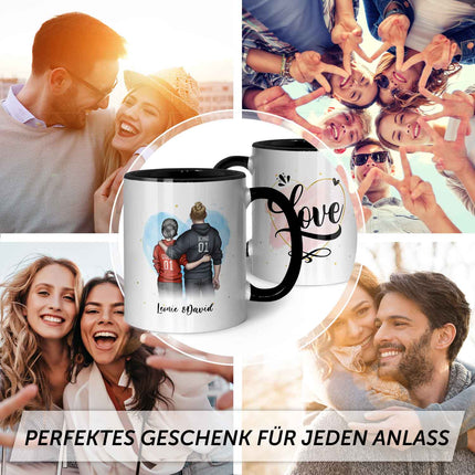 SEO. Bedruckte Tasse mit Konfiguration - Pärchen Motiv - Orange Linkreich