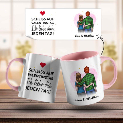SEO. Bedruckte Tasse mit Konfiguration - Pärchen Motiv - Orange Linkreich