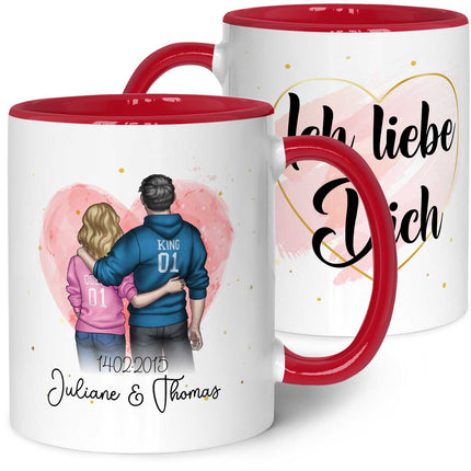 SEO. Bedruckte Tasse mit Konfiguration - Pärchen Motiv - Rot Linkreich
