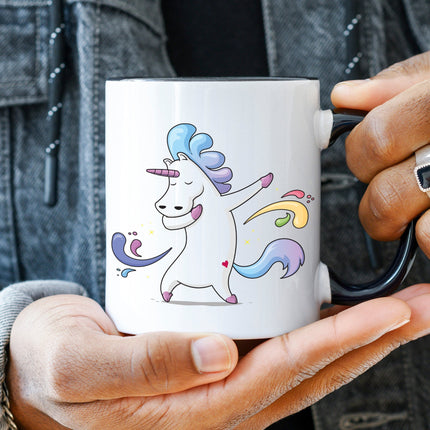 SEO. Bedruckte Tasse mit Motiv Einhorn - Schwarz & Weiß Linkreich