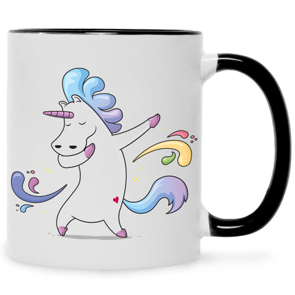 SEO. Bedruckte Tasse mit Motiv Einhorn - Schwarz & Weiß Linkreich