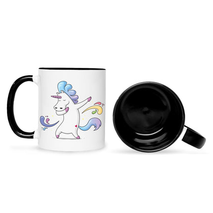 SEO. Bedruckte Tasse mit Motiv Einhorn - Schwarz & Weiß Linkreich