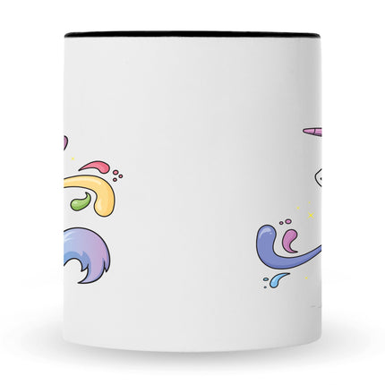 SEO. Bedruckte Tasse mit Motiv Einhorn - Schwarz & Weiß Linkreich