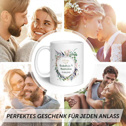 SEO. Bedruckte Tasse mit Motiv "Flower Wedding" - Weiß Linkreich
