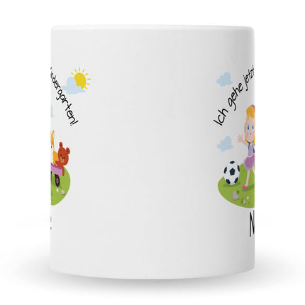 SEO. Bedruckte Tasse mit Motiv Ich gehe jetzt in den Kindergarten für Jungen & Mädchen - Mädchen Weiß Linkreich