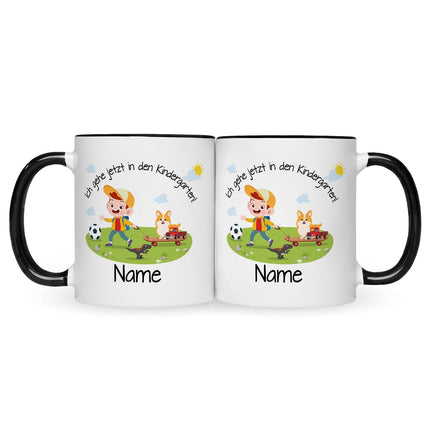 SEO. Bedruckte Tasse mit Motiv Ich gehe jetzt in den Kindergarten für Jungen & Mädchen - Junge Schwarz & Weiß Linkreich