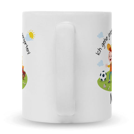 SEO. Bedruckte Tasse mit Motiv Ich gehe jetzt in den Kindergarten für Jungen & Mädchen - Junge Weiß Linkreich