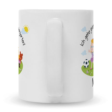 SEO. Bedruckte Tasse mit Motiv Ich gehe jetzt in den Kindergarten für Jungen & Mädchen - Mädchen Weiß Linkreich
