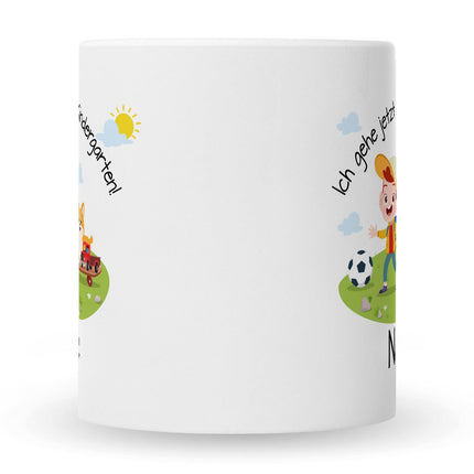 SEO. Bedruckte Tasse mit Motiv Ich gehe jetzt in den Kindergarten für Jungen & Mädchen - Junge Weiß Linkreich