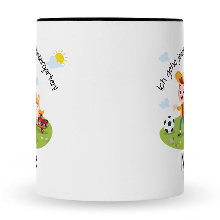 SEO. Bedruckte Tasse mit Motiv Ich gehe jetzt in den Kindergarten für Jungen & Mädchen - Junge Schwarz & Weiß Linkreich