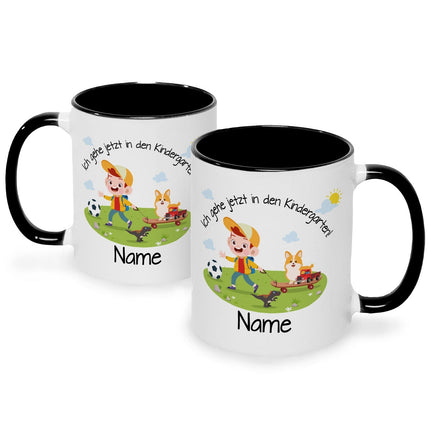 SEO. Bedruckte Tasse mit Motiv Ich gehe jetzt in den Kindergarten für Jungen & Mädchen - Junge Schwarz & Weiß Linkreich