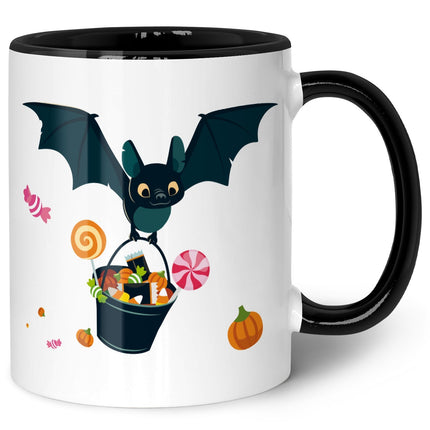 SEO. Bedruckte Tasse mit Motiv im Fledermaus Design - Schwarz & Weiß Linkreich