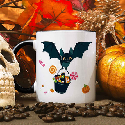 SEO. Bedruckte Tasse mit Motiv im Fledermaus Design - Schwarz & Weiß Linkreich