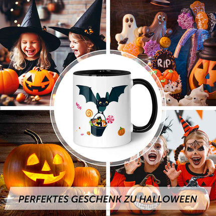 SEO. Bedruckte Tasse mit Motiv im Fledermaus Design - Schwarz & Weiß Linkreich