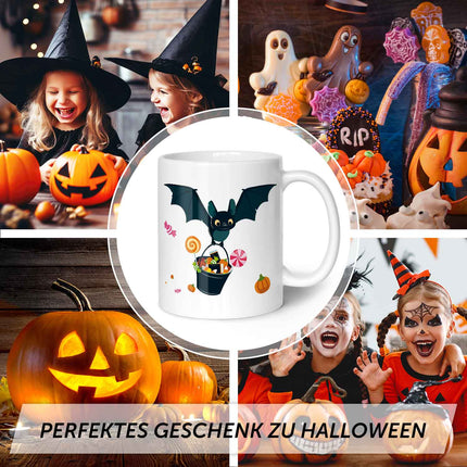 SEO. Bedruckte Tasse mit Motiv im Fledermaus Design - Schwarz & Weiß Linkreich