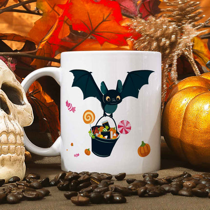 SEO. Bedruckte Tasse mit Motiv im Fledermaus Design - Schwarz & Weiß Linkreich