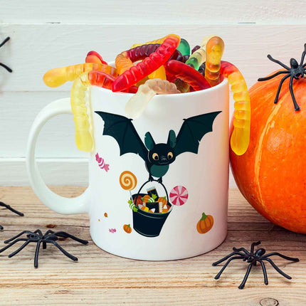 SEO. Bedruckte Tasse mit Motiv im Fledermaus Design - Weiß Linkreich
