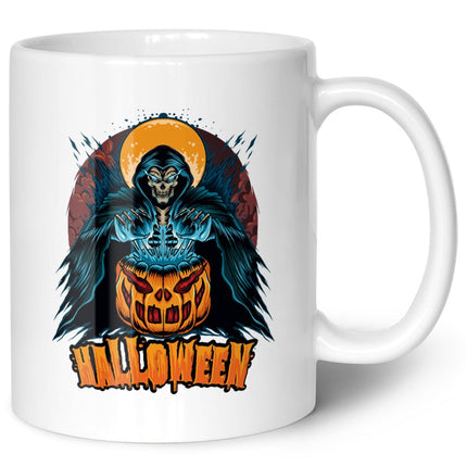 SEO. Bedruckte Tasse mit Motiv im Halloween Reaper Design - Weiß Linkreich