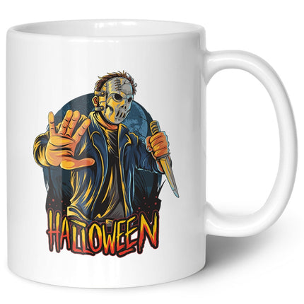 SEO. Bedruckte Tasse mit Motiv im Halloween Slasher Design - Schwarz & Weiß Linkreich