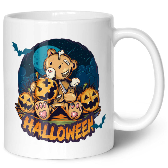 SEO. Bedruckte Tasse mit Motiv im Halloween Teddy Design - Weiß Linkreich