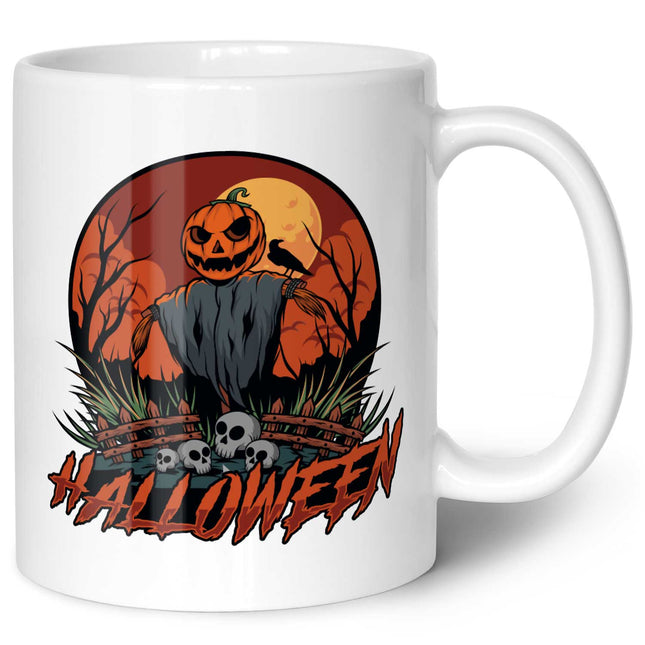 SEO. Bedruckte Tasse mit Motiv im Halloween Vogelscheuche Design - Weiß Linkreich
