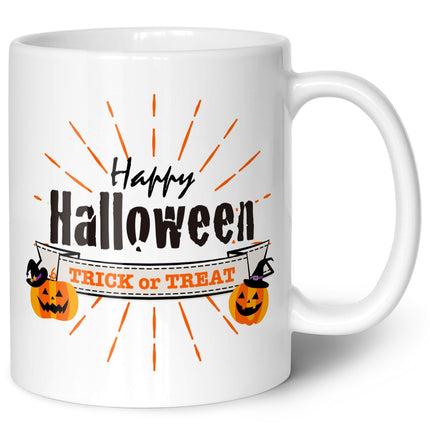 SEO. Bedruckte Tasse mit Motiv im Happy Halloween Design - Weiß V3 Linkreich