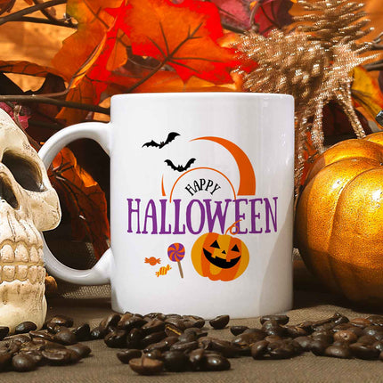 SEO. Bedruckte Tasse mit Motiv im Happy Halloween Design - Weiß Linkreich