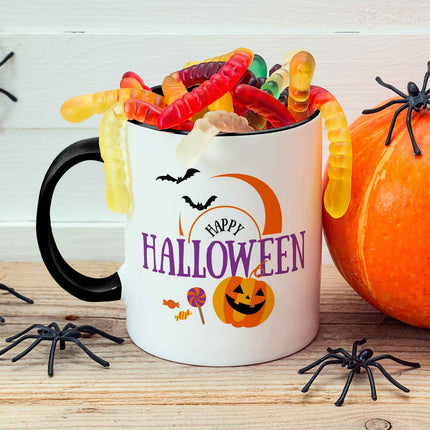 SEO. Bedruckte Tasse mit Motiv im Happy Halloween Design - Weiß Linkreich