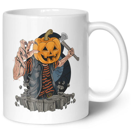 SEO. Bedruckte Tasse mit Motiv im Kürbis Zombie Design - Weiß Linkreich