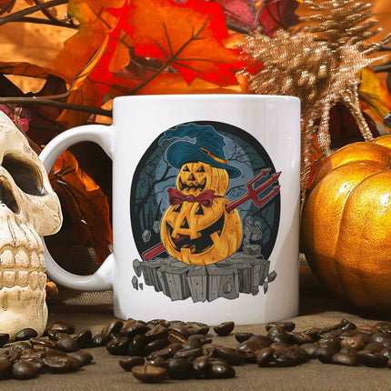 SEO. Bedruckte Tasse mit Motiv im Pumpkin Design - Weiß Linkreich