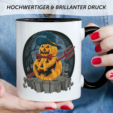 SEO. Bedruckte Tasse mit Motiv im Pumpkin Design - Schwarz & Weiß Linkreich