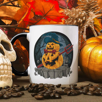 SEO. Bedruckte Tasse mit Motiv im Pumpkin Design - Schwarz & Weiß Linkreich