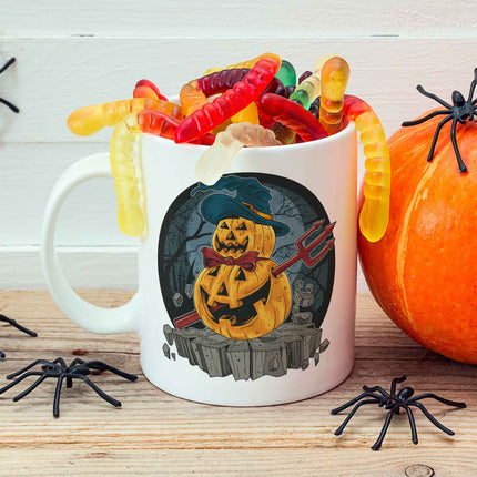 SEO. Bedruckte Tasse mit Motiv im Pumpkin Design - Weiß Linkreich