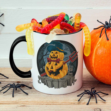 SEO. Bedruckte Tasse mit Motiv im Pumpkin Design - Weiß Linkreich