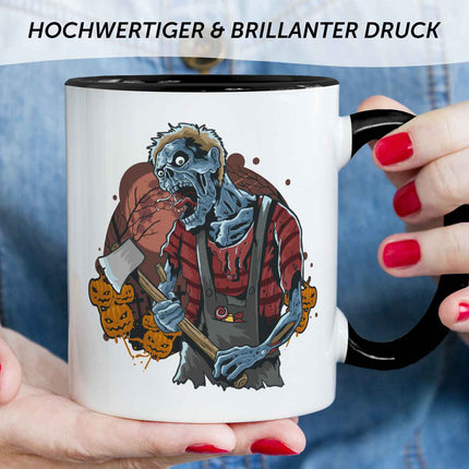 SEO. Bedruckte Tasse mit Motiv im Zombie Design - Schwarz & Weiß Linkreich