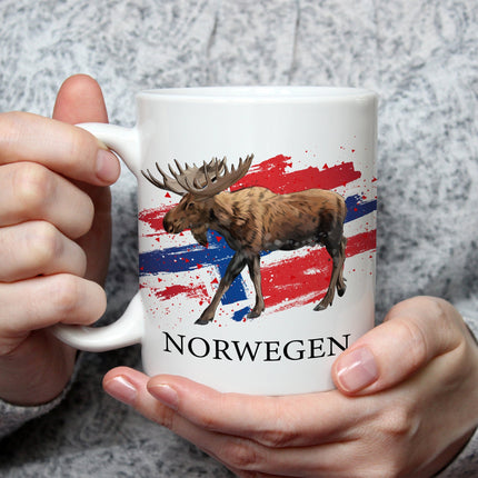 SEO. Bedruckte Tasse mit Motiv Norwegen - Schwarz & Weiß Linkreich