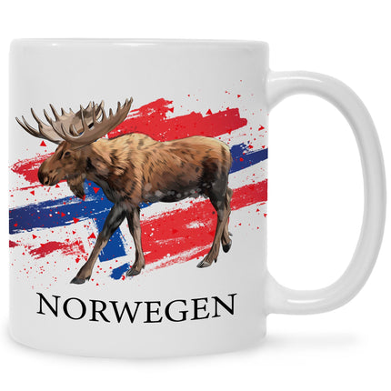 SEO. Bedruckte Tasse mit Motiv Norwegen - Weiß Linkreich