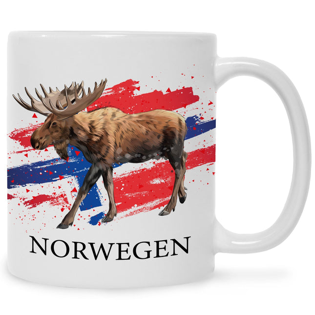 SEO. Bedruckte Tasse mit Motiv Norwegen - Weiß Linkreich